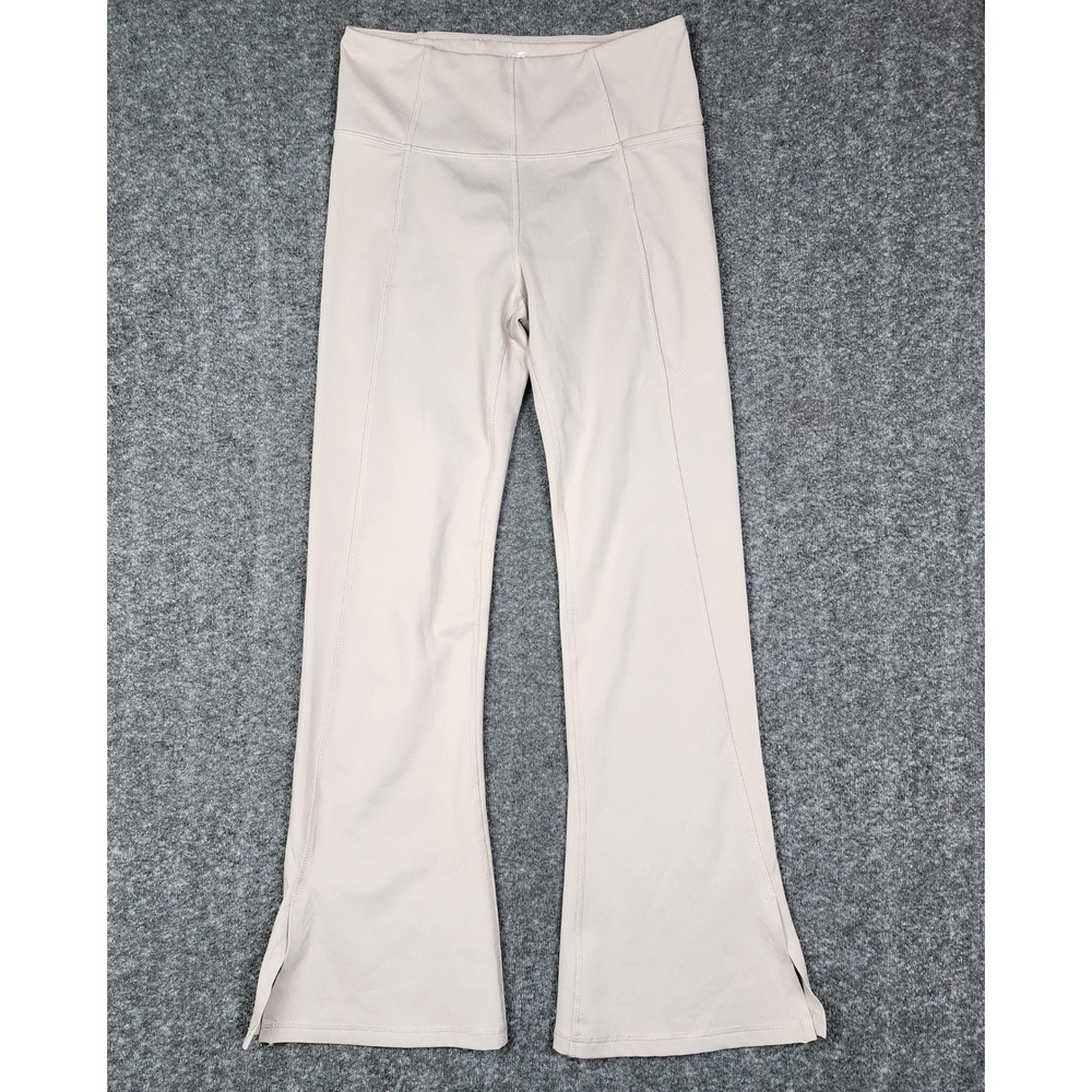 Avia Yoga Pants Womens Small S 4-6 Beige Wild Mushroom Flare Side Slit High Rise